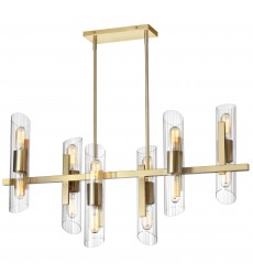 12LT Horiz Chandelier, AGB w/ Clear Fluted Glass-(SAM-4012HC-AGB)-Dainolite  12LT Horiz Chandelier, AGB w/ Clear Fluted Glass-(SAM-4012HC-AGB)-Dainolite