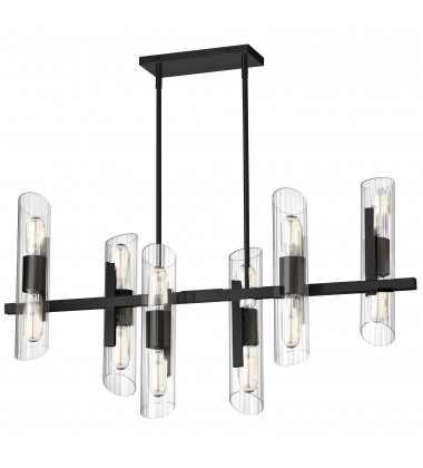  12LT Horiz Chandelier, MB w/ Clear Fluted Glass-(SAM-4012HC-MB)-Dainolite