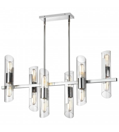  12LT Horiz Chandelier, PC w/ Clear Fluted Glass-(SAM-4012HC-PC)-Dainolite