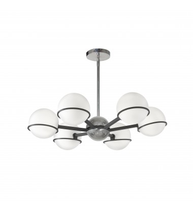  6LT Halogen Chandelier, MB/PC with WH Opal Glass-(SOF-286C-MB-PC)-Dainolite