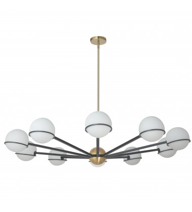  10LT Halogen Chandelier, MB/AGB with WH Opal Glass-(SOF-5010C-MB-AGB)-Dainolite