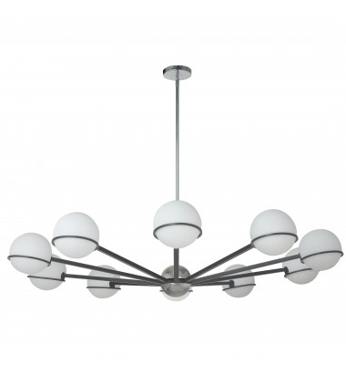  10LT Halogen Chandelier, MB/PC with WH Opal Glass-(SOF-5010C-MB-PC)-Dainolite