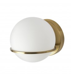  1LT Halogen Wall Sconce, AGB with WH Opal Glass-(SOF-61W-AGB)-Dainolite