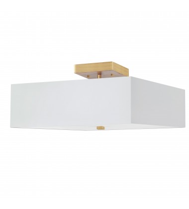  3LT Incandescent Semi-Flush AGB w/ White Shade-(SRN-143SF-AGB-WH)-Dainolite