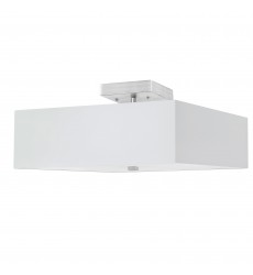  3LT Incandescent Semi-Flush SC w/ White Shade-(SRN-143SF-SC-WH)-Dainolite