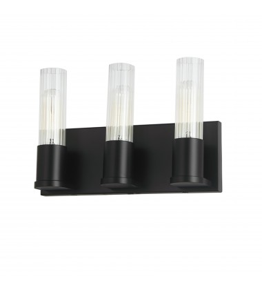  3LT Incandescent Vanity, MB w/ CLR Fluted Glass-(TBE-123W-MB)-Dainolite