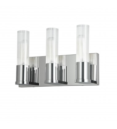 3LT Incandescent Vanity, PC w/ CLR Fluted Glass-(TBE-123W-PC)-Dainolite  3LT Incandescent Vanity, PC w/ CLR Fluted Glass-(TBE-123W-PC)-Dainolite