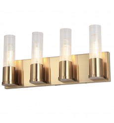 4LT Incandescent Vanity, AGB w/ CLR Fluted Glass-(TBE-174W-AGB)-Dainolite  4LT Incandescent Vanity, AGB w/ CLR Fluted Glass-(TBE-174W-AGB)-Dainolite