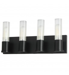 4LT Incandescent Vanity, MB w/ CLR Fluted Glass-(TBE-174W-MB)-Dainolite  4LT Incandescent Vanity, MB w/ CLR Fluted Glass-(TBE-174W-MB)-Dainolite