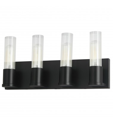 4LT Incandescent Vanity, MB w/ CLR Fluted Glass-(TBE-174W-MB)-Dainolite  4LT Incandescent Vanity, MB w/ CLR Fluted Glass-(TBE-174W-MB)-Dainolite