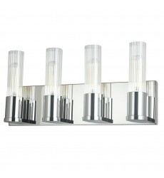 4LT Incandescent Vanity, PC w/ CLR Fluted Glass-(TBE-174W-PC)-Dainolite  4LT Incandescent Vanity, PC w/ CLR Fluted Glass-(TBE-174W-PC)-Dainolite