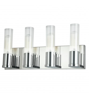 4LT Incandescent Vanity, PC w/ CLR Fluted Glass-(TBE-174W-PC)-Dainolite  4LT Incandescent Vanity, PC w/ CLR Fluted Glass-(TBE-174W-PC)-Dainolite