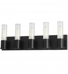 5 LT Incandescent Vanity, MB w/ CLR Fluted Glass-(TBE-225W-MB)-Dainolite  5 LT Incandescent Vanity, MB w/ CLR Fluted Glass-(TBE-225W-MB)-Dainolite