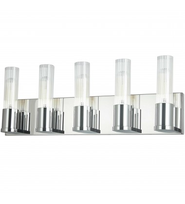 5 LT Incandescent Vanity, PC w/ CLR Fluted Glass-(TBE-225W-PC)-Dainolite  5 LT Incandescent Vanity, PC w/ CLR Fluted Glass-(TBE-225W-PC)-Dainolite