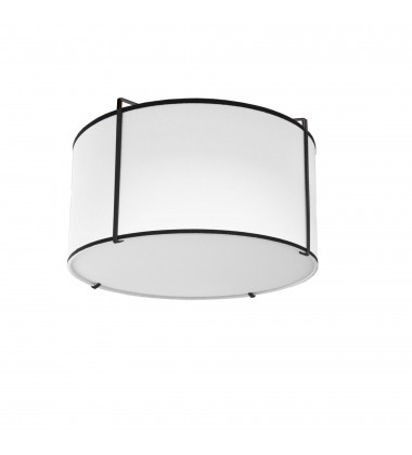  2LT Drum Flush Mount Black White Shade w/790 Diff-(TRA-121FH-BK-WH)-Dainolite