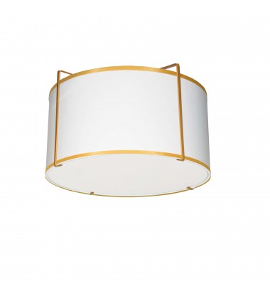 2LT Drum Flush Mount Gold/Wht Shade w/ 790Diff-(TRA-121FH-GLD-WH)-Dainolite  2LT Drum Flush Mount Gold/Wht Shade w/ 790Diff-(TRA-121FH-GLD-WH)-Dainolite