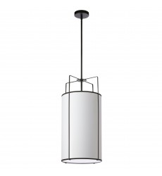  4LT Drum Pendant BK/ WH Shade w/790Diff-(TRA-124P-BK-WH)-Dainolite