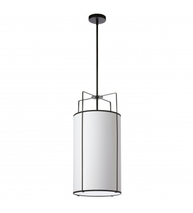  4LT Drum Pendant BK/ WH Shade w/790Diff-(TRA-124P-BK-WH)-Dainolite