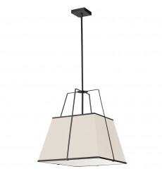  1LT Pendant BK, CRM Shade w/790Diff-(TRA-181P-BK-CRM)-Dainolite