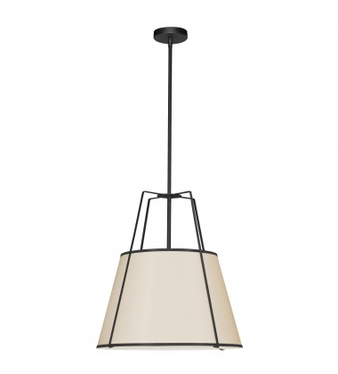 1LT Trapezoid Pendant Black/CRM Shade w/790 Diff-(TRA-1P-BK-CRM)-Dainolite  1LT Trapezoid Pendant Black/CRM Shade w/790 Diff-(TRA-1P-BK-CRM)-Dainolite