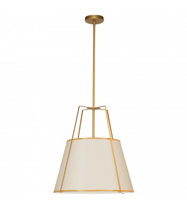 1LT Trapezoid Pendant GLS/CRM Shade w/790 Diff-(TRA-1P-GLD-CRM)-Dainolite  1LT Trapezoid Pendant GLS/CRM Shade w/790 Diff-(TRA-1P-GLD-CRM)-Dainolite