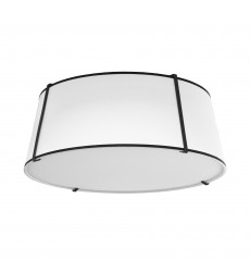  4LT Trapezoid Flush Mount, MB with WH Shade-(TRA-224FH-BK-WH)-Dainolite