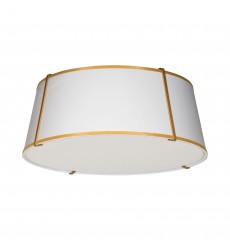  4LT Trapezoid Flush Mount, GLD with WH Shade-(TRA-224FH-GLD-WH)-Dainolite