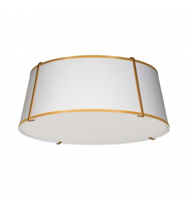  4LT Trapezoid Flush Mount, GLD with WH Shade-(TRA-224FH-GLD-WH)-Dainolite