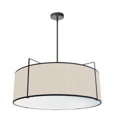  4LT Drum Pendant Black/CRM Shade w/ 790 Diff-(TRA-244P-BK-CRM)-Dainolite