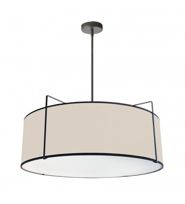  4LT Drum Pendant Black/CRM Shade w/ 790 Diff-(TRA-244P-BK-CRM)-Dainolite