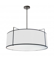  4LT Drum Pendant Black/White Shade w/790 Diff-(TRA-244P-BK-WH)-Dainolite