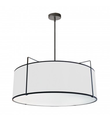  4LT Drum Pendant Black/White Shade w/790 Diff-(TRA-244P-BK-WH)-Dainolite