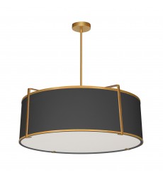  4LT Drum Pendant GLD/BK Shade w/790Diff-(TRA-244P-GLD-BK)-Dainolite