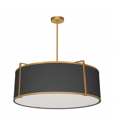  4LT Drum Pendant GLD/BK Shade w/790Diff-(TRA-244P-GLD-BK)-Dainolite