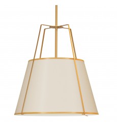 4LT Trapezoid Pendant CRM Shade w/ 790 Diff-(TRA-304P-GLD-CRM)-Dainolite  4LT Trapezoid Pendant CRM Shade w/ 790 Diff-(TRA-304P-GLD-CRM)-Dainolite