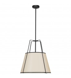 3LT Trapezoid Pendant Black/CRM Shade w/ 790 Diff-(TRA-331P-BK-CRM)-Dainolite  3LT Trapezoid Pendant Black/CRM Shade w/ 790 Diff-(TRA-331P-BK-CRM)-Dainolite
