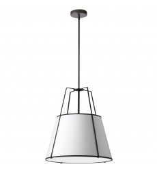  3LT Trapezoid Pendant, MB with WH Shade-(TRA-331P-BK-WH)-Dainolite