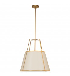 3LT Trapezoid Pendant GLD/CRM Shade w/ 790 Diff-(TRA-331P-GLD-CRM)-Dainolite  3LT Trapezoid Pendant GLD/CRM Shade w/ 790 Diff-(TRA-331P-GLD-CRM)-Dainolite