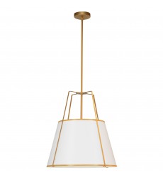 3LT Trapezoid Pendant, GLD with WH Shade-(TRA-331P-GLD-WH)-Dainolite  3LT Trapezoid Pendant, GLD with WH Shade-(TRA-331P-GLD-WH)-Dainolite