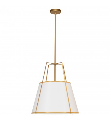 3LT Trapezoid Pendant, GLD with WH Shade-(TRA-331P-GLD-WH)-Dainolite  3LT Trapezoid Pendant, GLD with WH Shade-(TRA-331P-GLD-WH)-Dainolite
