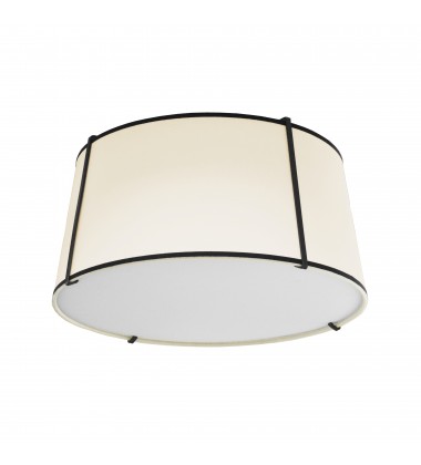  3LT Trapezoid Flush Mount Blk/Crm Shade w/790 Diff-(TRA-3FH-BK-CRM)-Dainolite