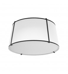  3LT Trapezoid Flush Mount, MB with WH Shade-(TRA-3FH-BK-WH)-Dainolite