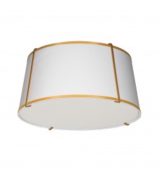  3LT Trapezoid Flush Mount, GLD with WH Shade-(TRA-3FH-GLD-WH)-Dainolite