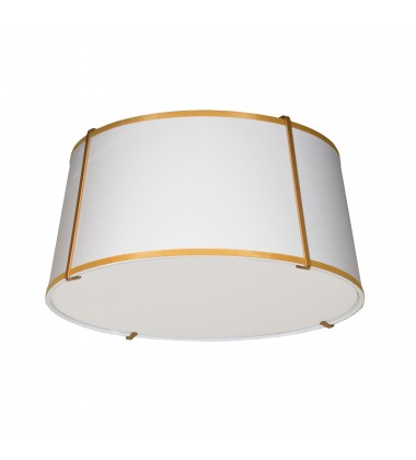  3LT Trapezoid Flush Mount, GLD with WH Shade-(TRA-3FH-GLD-WH)-Dainolite