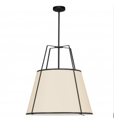 3LT Trapezoid Pendant BK/CRM Shade w/790 Diff-(TRA-3P-BK-CRM)-Dainolite  3LT Trapezoid Pendant BK/CRM Shade w/790 Diff-(TRA-3P-BK-CRM)-Dainolite