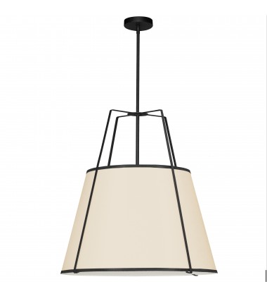  3LT Trapezoid Pendant BK/CRM Shade w/790 Diff-(TRA-3P-BK-CRM)-Dainolite