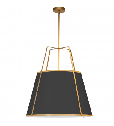 3LT Trapezoid Pendant GLD/BK Shade w/790 Diff-(TRA-3P-GLD-BK)-Dainolite  3LT Trapezoid Pendant GLD/BK Shade w/790 Diff-(TRA-3P-GLD-BK)-Dainolite