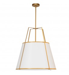  3LT Trapezoid Pendant GLD/WH Shade w/790 Diff-(TRA-3P-GLD-WH)-Dainolite
