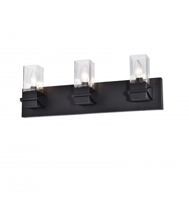 3LT Incandescent Vanity, MB w/ CLR Glass-(VER-243W-MB)-Dainolite  3LT Incandescent Vanity, MB w/ CLR Glass-(VER-243W-MB)-Dainolite
