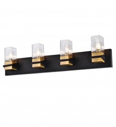 4LT Incandescent Vanity, MB & AGB w/ CLR Glass-(VER-324W-MB-AGB)-Dainolite  4LT Incandescent Vanity, MB & AGB w/ CLR Glass-(VER-324W-MB-AGB)-Dainolite